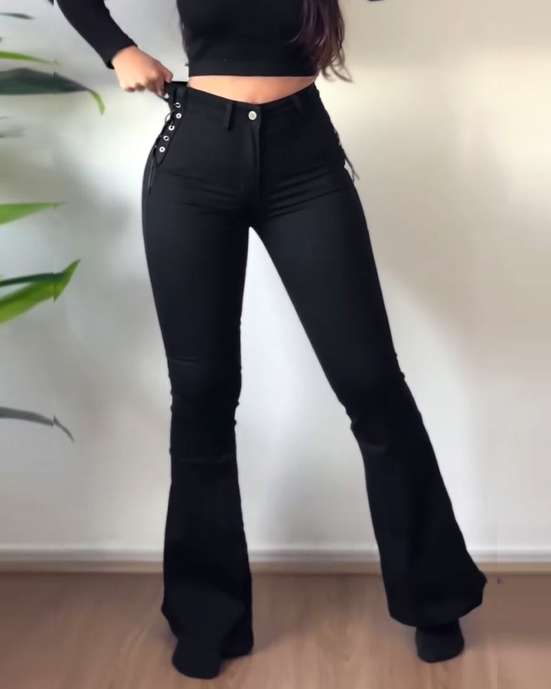 Side Braid Flare Jeans (Pre-Sale)